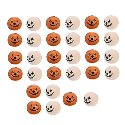 Lurrose 2 Sätze Halloween Holzperlen Halloween Perlen Kits DIY Perlen Runde Perlen Herbstperlen Bulk Halloween Anhänger Perlen Für DIY Pool Schmuckherstellung Perlen Halloween 60 Stück * 2 von Lurrose