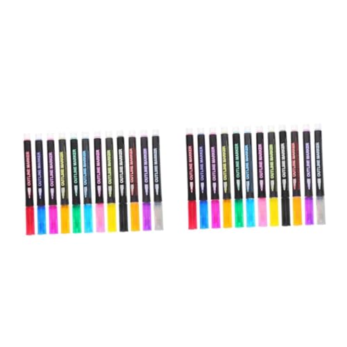 Lurrose 2 Sätze Handkonto-text Marker Glitzerstifte Dekoration Der Inneren Ecklinie Textmarker Kuchenschale Tassen Thekendekoration Gefütterte Pappbecher Schwere Teile Plastik 12 Stück * 2 von Lurrose