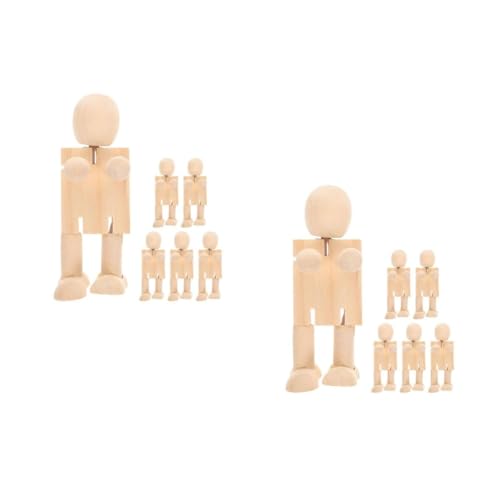 Lurrose 2 Sätze Holzroboterpuppe Schaufensterpuppe Aus Holz Holzpuppenroboter Holzfigur Puppenkörper Aus Holz Roboterfigur Hölzerne Roboter-stöpselpuppen Holz Puppe Beige 6 Stück * 2 von Lurrose