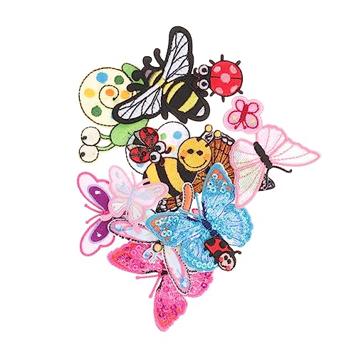 Lurrose 2 Sätze Insekten Tier Stickerei Pickel Patch Zum Aufnähen Von Blumen Für Kleidung Stoff Patch Patchwork Band Patches Für Jacken Strass Kettenbesatz Quaste 15 Stück * 2 von Lurrose