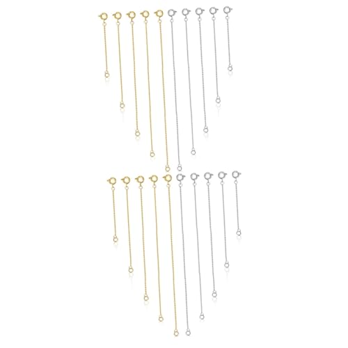 Lurrose 2 Sätze Kettenverlängerung Kettenset Ohrstecker Silberketten Ringe Kettenglieder Zur Schmuckherstellung Charm Halsketten Charms Anhänger Verschlüsse 10 Stück * 2 von Lurrose