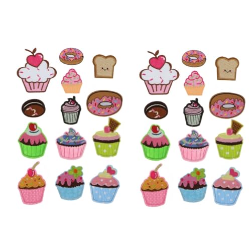 Lurrose 2 Sätze Kuchen Stoffaufkleber Cupcake Buchstaben Patches Paste Niedliche Patches Aufkleber Stoff Patch Niedliche Stickpatches Aufnäher Niedliche Aufkleber Für Anstecker 13 Stück * 2 von Lurrose