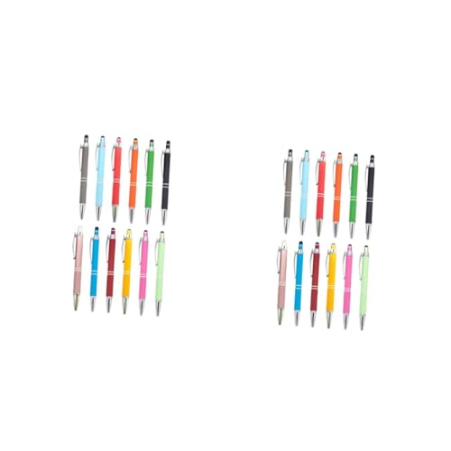 Lurrose 2 Sätze Kugelschreiber Aus Metall Kugelschreiber Mit Stylus Retractable Kugelschreiber Schreibstift Set Metallkugelschreiber Tintenstifte Masse Eingabestifte 12 Stück * 2 von Lurrose