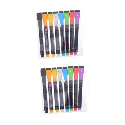 Lurrose 2 Sätze Löschbarer Lampenstift Fluoreszierender Markierungsstift Whiteboardstift Trockener Löschstift Magnetischer Whiteboard-radierer Magnetische Whiteboard-marker Pp 8 Stück * 2 von Lurrose