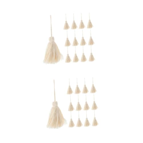 Lurrose 2 Sätze Quaste Anhänger Diy Weiche Quasten Handgefertigte Bastelquasten Quaste Chinesische Knoten Mini-lesezeichenquasten Diy-quasten-accessoire Beige Baumwolle 15 Stück * 2 von Lurrose