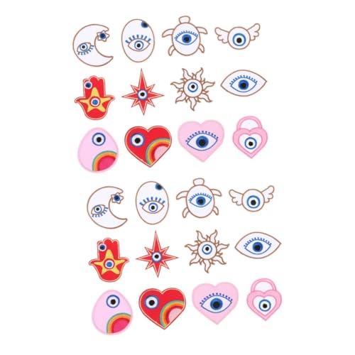 Lurrose 2 Sätze Schuh- Und Hutaufnäher Mit Stoffetiketten Kleideraufnäher Hamsa- -aufnäher Böse Augen Applikation Evil Eye Strassapplikation Hamsa-hand-patch Flecken 12 Stück * 2 von Lurrose