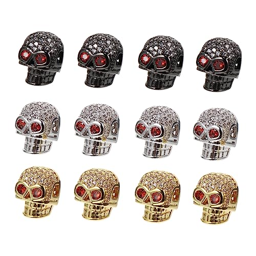 Lurrose 2 Sätze Totenkopfperlen Strass Tourperlen Zugperlen Totenkopfohrringe Sicherungsperlen Halskette Perlenset Perlenspinner Kleine Perlen Vintageschmuck Totenkopfdesign 12 Stück * 2 von Lurrose