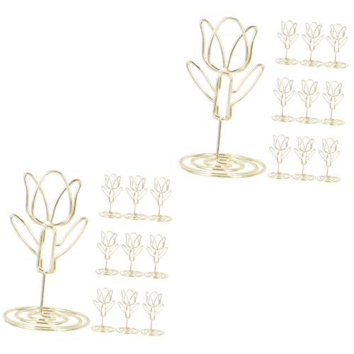 Lurrose 2 Sätze Tulip Visitenkartenhalter Esstischdekoration Tisch Staffelei Notizständer Für Den Hochzeitstisch Fotohalter Ort Tischkartenständer Bildclips Metall Golden 10 Stück * 2 von Lurrose