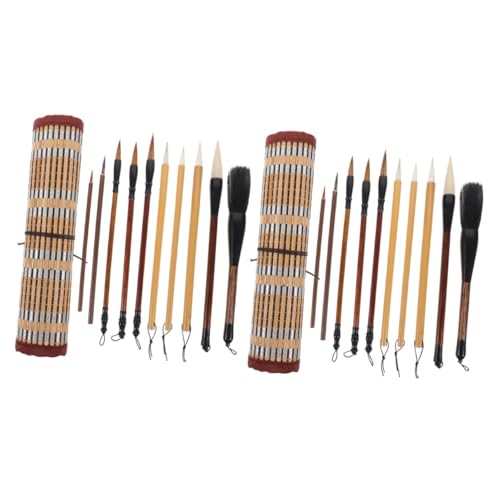 Lurrose 2 Sets Chinesischer Kalligraphie Pinsel Chinesisches Kalligraphie Set Tintenstift Bleistifte Pinselstift Schwarzer Stift Marker Flair Stifte Zeichnen Traditionelle von Lurrose