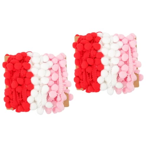 Lurrose 2 Sets Quasten Pompon Band Pailletten Fransenbesatz Pom Pom Maker Pride Zubehör Bastel Pom Poms Quastengirlande Weiße Pompons Fransen Woll Spitzenbesatz Pom Pom Party von Lurrose