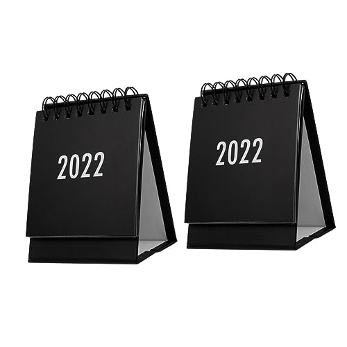 Lurrose 2 Stk 2022 Mini-Tischkalender Bürokalender Minikalender 2022 Bürobedarf personalisierter kalender tischkalender basteln staffelei deko einfacher Kalender Mini-Kalender Papier Black von Lurrose