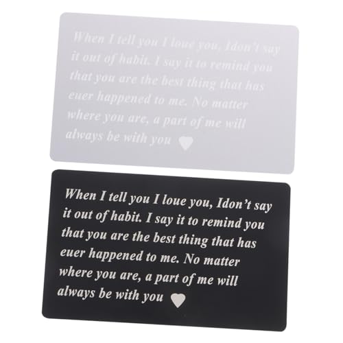 Lurrose 2 Stk Geständnis Karte couple paare Engraved cards gravierte Wortkarten Jubiläumskarten Brieftasche Karteneinsätze dekorative Einsteckkarten Legierung Black von Lurrose