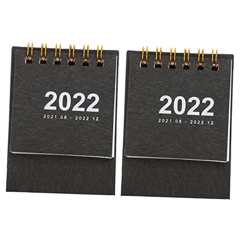 Lurrose 2 Stück 2022 Kalender 2022 Täglich Volles Jahr Bürodekoration Die Büroeinrichtung Notizblock 2022 Desktop-dekor Black Papier von Lurrose