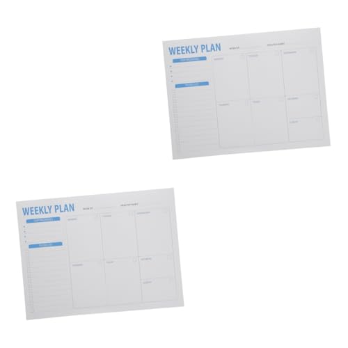 Lurrose 2 Stück Wochenplaner Notizblöcke für den täglichen Gebrauch Tischkalender Tablette Kalender-Notizbuch Täglicher Planer Memo Notizzubehör Multifunktions-Notizblöcke Papier Weiß von Lurrose