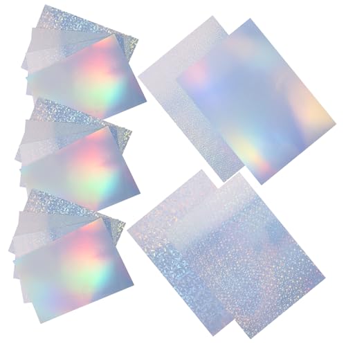 Lurrose 20 Blätter Holografisches Druckpapier Etiketten Aufkleber klares Papier glänzendes Aufkleberpapier Aufkleberdruckerpapier große Versandetiketten selbstklebendes Papier von Lurrose