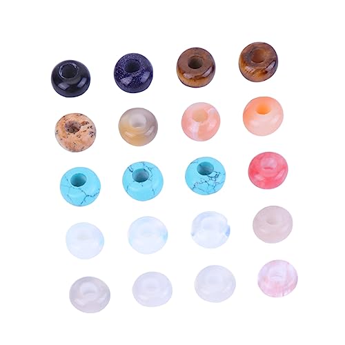 Lurrose 20 Stück DIY Perlen Rund Lose Edelstein Charm Perlen Blaue Perlen Achat Abstandshalter Natürliche Edelstein Perlen Schwarze Achat Perlen Lose Edelstein Perlen Große Loch von Lurrose