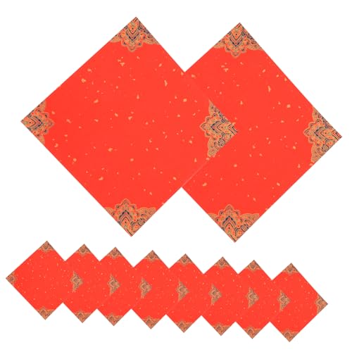 Lurrose 20 Stück Frühlingspaare Mit Dem Wort „Fu“ Rotes Japan Schnäppchen Kalligraphie Reispapier Leere Quadratische Rote Papiere Mini Aufkleberpapier Reispapier von Lurrose