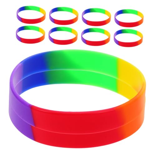 Lurrose 20 Stück Regenbogen Armband Handkette Handgelenkband Geburtstagsdekoration Für Mädchen Armbänder Handanhänger Karnevalsarmband Silikonarmbänder Für Kinder Stolz Armband von Lurrose