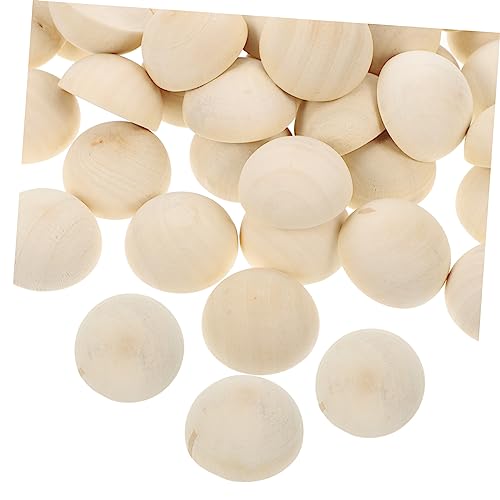 Lurrose 200 Stk Halbkugel Holzperlen halbes Handwerk lose Teile Spielmaterialien DIY-Bastelornament halbe Perlenkugel bastelzeug craft Schmuck Halbperlen Schmuck Handwerk Perlen hölzern von Lurrose