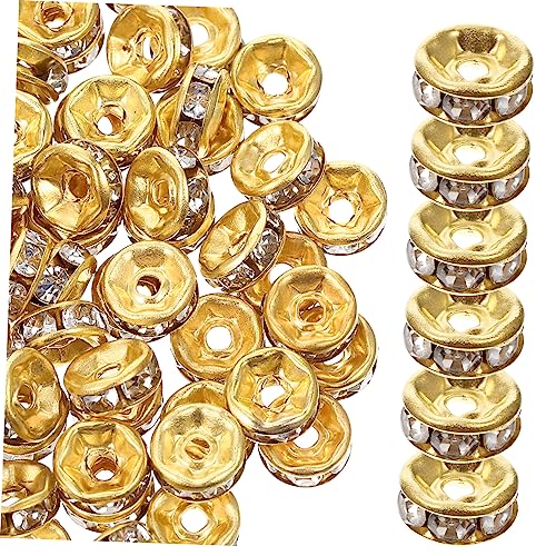 Lurrose DIY Schmuck Bastelperlen Spacer Beads Aus Mit Strass Für Armbänder Runde 6mm Goldene Und Weiße Kristallperlen von Lurrose