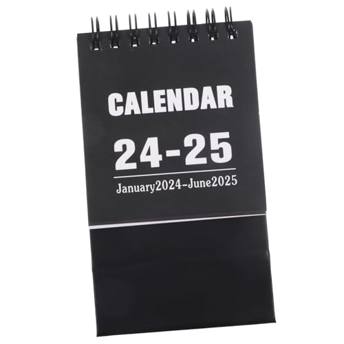 Lurrose 2024 Mini-tischkalender Staffelei Kalender Lustiger Kalender Stehender Kalender Mini-kalenderregisterkarten 18 Monate Tischkalender Whiteboard-kalender Bürokalender Papier Black von Lurrose