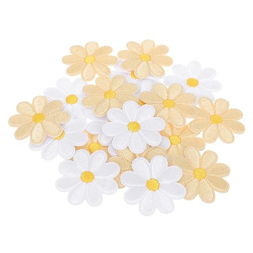 Lurrose 20St Gänseblümchen-Ornament-Stickerei Pfadfinderinnen-Aufnäher Patches zum Aufnähen autocollant gestickte Aufnäher Blumenflecken aufbügeln Jackenaufnäher Blumenbeete Stoff von Lurrose