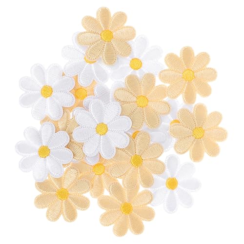 Lurrose 20St Gänseblümchen-Ornament-Stickerei gestickte Aufnäher Pfadfinderinnen-Aufnäher autocollant Patches zum Aufnähen Flecken Blumenapplikation Flicken für Kleidung Stoff von Lurrose