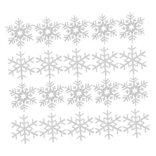 Lurrose 20St Handgefertigte Materialien für Haaraccessoires Winter Dekoration Patches Applikationen für Kleidung Kleiderapplikation Schneeflocken-Applikation Aufnäher Stoff Silver von Lurrose