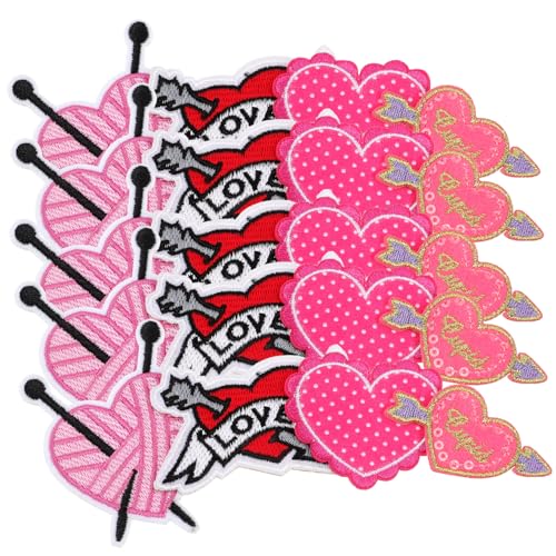 Lurrose 20St Hut-Herz-Applikationen heart stickers gestickte Aufnäher Hut-Patch Patches mit Herzapplikationen zit aufnäher patches Kleidung Herzflecken Aufbügelbare Herzflicken Polyester von Lurrose