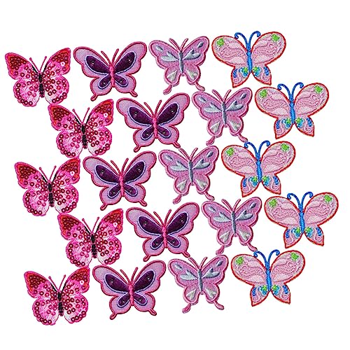 Lurrose 20St Schmetterling gestickter Aufnäher Schmetterlings-Kit Schmetterling Kuchen Topper DIY Kleidung Reparatur Aufnäher kompakte Hutaufnäher dekorative Fellflecken Polyester von Lurrose