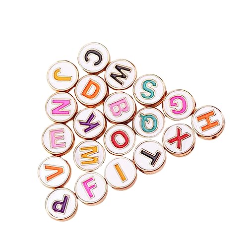 Lurrose 20St Tropfen-Alphabet-Perlen Schmuckzubehör Perlen Buchstabenperle flache runde Abstandsperlen flache Perlen slico alphabet beads Metallperle Schmuckherstellung aus Perlen Kupfer von Lurrose