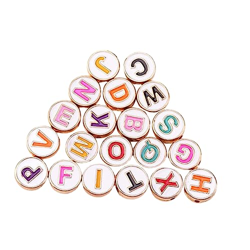 Lurrose 20St Tropfen-Alphabet-Perlen slico alphabet beads Flache Tonperlen zur Herstellung von Armbändern kleine Perlen Metallperle Buchstabenperlen für die Schmuckherstellung Kupfer von Lurrose