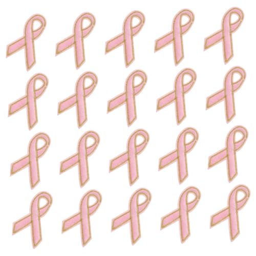 Lurrose 20 Stück Ribbon Breast Awareness Patches Dekorative Aufbügler Applikationen Zum Aufbügeln für Kleidung von Lurrose