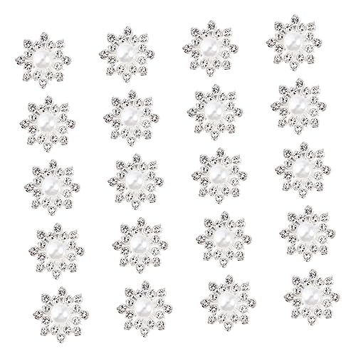 Lurrose 20st Schmuckzubehör Blumen- Pfingstrosen Dekorationen Party Paillette Strasssteine Verzierungen Diy Haarschmuck Material Diy-legierungsblume Diy-blumen Silver Legierung Strass von Lurrose