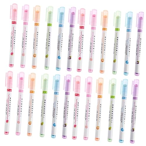 Lurrose 24 Stk Linearer Textmarker Notizen machender Stift Zeichenstifte Farbmarker Flair-Stifte schreibkladde stempelstifte für kinder Farbstifte für Notizen Marker für Kinder Plastik von Lurrose