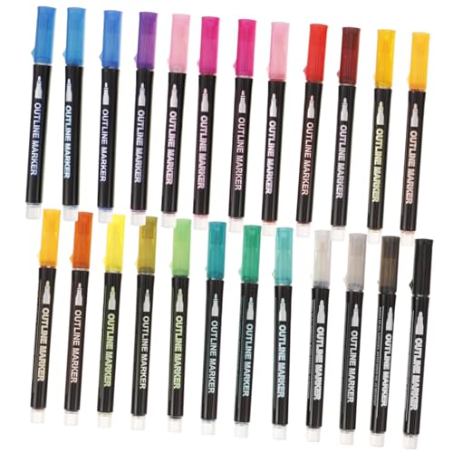 Lurrose 24st Zweizeiliger Umrissstift Kunststifte Schicke Marker Diy Liefert Glitzermarker Textmarker Stifte Selber Machen Bürobedarf Schreibstift Farbmarker Schulbedarf Plastik von Lurrose