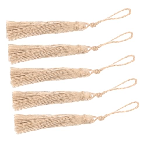 Lurrose 25 Stk Quasten aus Juteseil selber machen Sackleinen Quasten Handwerk Jute Quaste dekoweihnachten dekoring weihnachten Quaste aus Holzperlen selber machen DIY Quaste Light Brown von Lurrose