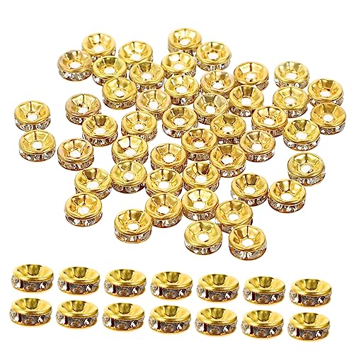 Lurrose 250 Stück Abstandsperlen Schmuck Spacer Charms Anhänger für die Schmuckherstellung farbige Perlen armbandperlen beads for jewellery runde Biegeringe Ohrring Sprungringe Glas Golden von Lurrose