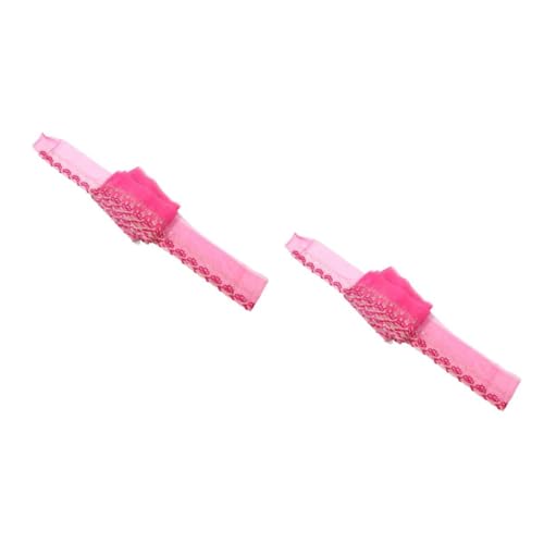 Lurrose 2St Accessoires aus Mesh-Spitze dekoration Brautspitzenbesatz Blumen-Spitzenband Zubehör für Hochzeitsalben Schnürband Brautbandschärpe Spitzenband 2 Zoll Bandreste Polyester Rosy von Lurrose