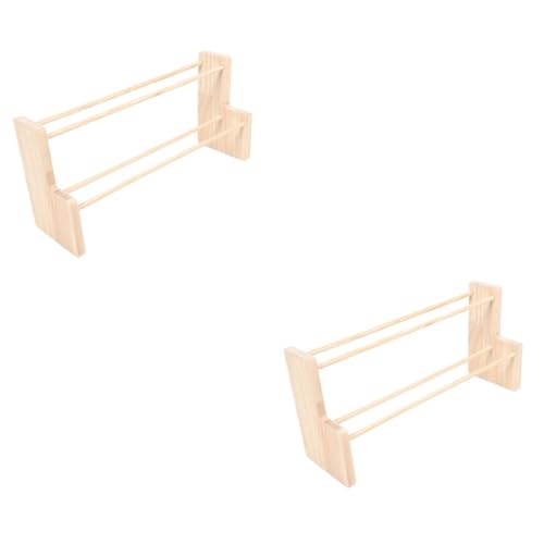 Lurrose 2St Aufbewahrungsregal für Bänder speichern zurück Nähständer-Organizer Bandhalter-Organizer-Rack Holzband Aufbewahrung Geschenkband Organizer Bandhalter aus Holz Bandgestell Beige von Lurrose