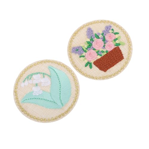 Lurrose 2St Banner embroidery stoffaufkleber decals Nähen von gestickten Applikationen gestickte Paste Pflanzenblumenbeet selber machen gestickter Aufnäher mit Pflanzenblume Rayon Colorful von Lurrose