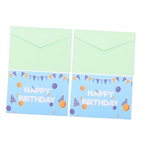 Lurrose 2St Geburtstagskarte Pop-up-Karte alles zum Geburtstag-Banner Grußkarten Geburtstag Luftballons faltkarten klappkarten Segenskarten zur Geburtstagsfeier Papier Blue von Lurrose