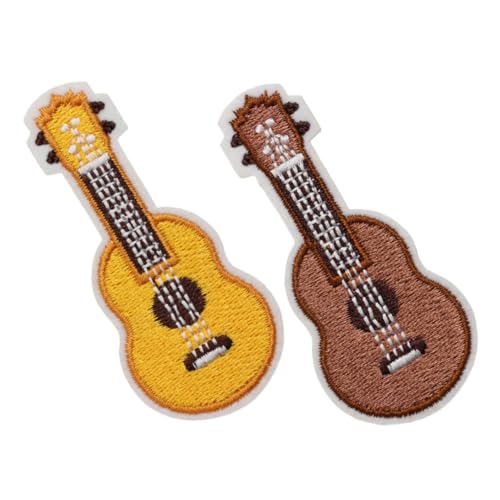 Lurrose 2St Gitarren-Stickerei-Anhänger Aufnäher für Gitarrenkleidung Goldrand Gitarren-Kleideraufnäher scheckheft scrabbook Gitarren-Design-Patch Aufnäher für Kleidung und Gitarre Nylon von Lurrose