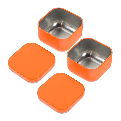 Lurrose 2St Kerzenglas Liner Schmelzer flackern leere Kerzengläser mit Deckel Kerzendochte storage boxes aufbwahrungs-box Duftkerzenbehälter Aromatherapie-Kerze kleine Dosen Eisen Orange von Lurrose