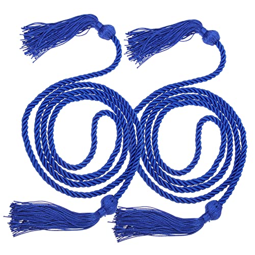 Lurrose 2st Abschluss-ehrenseil Samtband Abschluss Bär Rotes Band Raffhalter Sackleinenband Quaste Kabel Gürtel Schwarzes Band Bänder Zum Verpacken Akkorde Medaillen Polyester Blue von Lurrose