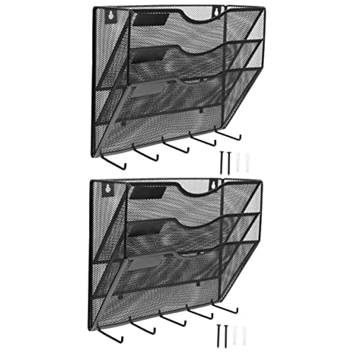 Lurrose 2st Aktenregal Tabletts Magazinhalterung Schlüsselhaken Aufhänger Aktenschrank-ordner Aktenkästen Gestell Wandordner-organizer Hängeregistraturhalter Stand Brief Black Eisen von Lurrose