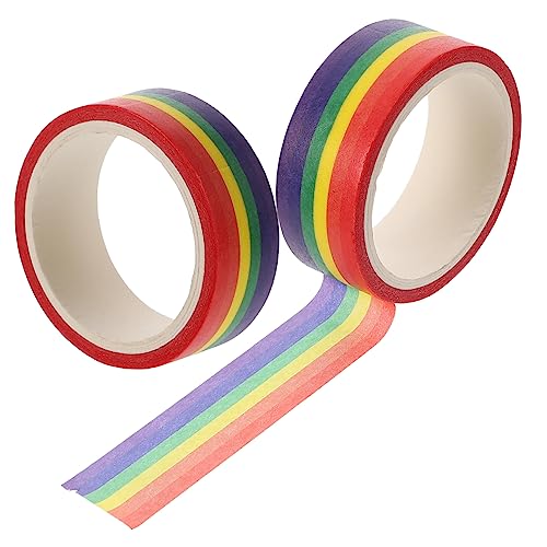 Lurrose 2st Dasselbe Und Washi Tape Regenbogenband Kabel Sammelalbum Maskierung Dekoratives Abdeckband Breites Klebeband Reflektierendes Band Regenbogen-klebeband Aufkleber Colorful Papier von Lurrose