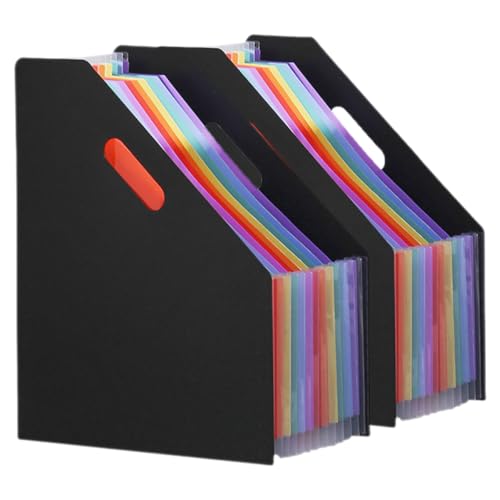 Lurrose 2st Mappe Stehender Aktenordner Mini-akkordeon-ordner Aktenordner Für Den Schreibtisch Erweiterbarer Datei-organizer Aktenhalter Aus Papier Desktop-datei-organizer Plastik Black von Lurrose