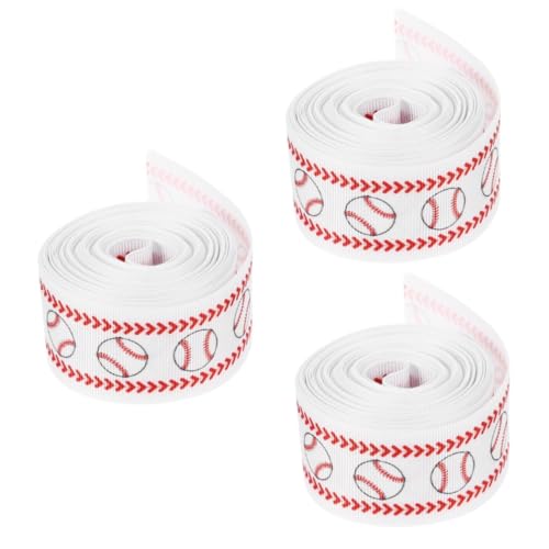 Lurrose 3 Rollen Ballkopfschmuck aus Gurtband Baumwollband Sportband Büffelkaroband Fußballband geschenkband geschenkschleife dekoratives Verpackungsband Geschenkverpackungsband Stoff Weiß von Lurrose