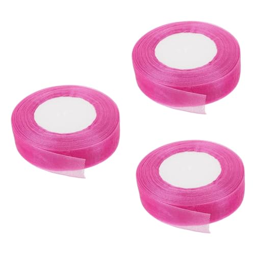 Lurrose 3 Rollen Chiffon-band Haarbänder Für Frauen Dekorationen Party Schleifenrock Bänder Für Blumensträuße Perlen Sackleinen Ästhetische Raumdekoration Hochzeit Torte Schneegarn Rosy von Lurrose